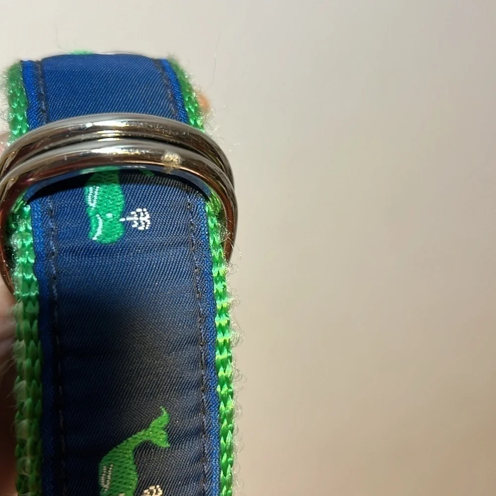Leather Man Nautical Whale Print Belt Size Large